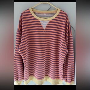 Striped oversized orange, purple and yellow women’s sweatshirt XL EUC
